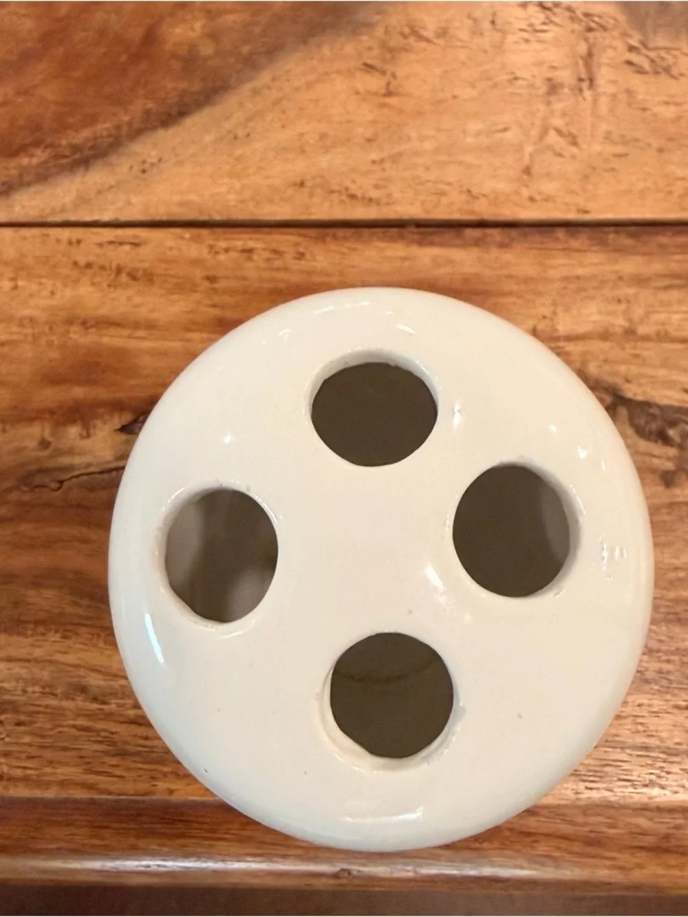 Vintage Ceramic Porcelain White & Blue Floral Toothbrush Makeup Brush Holder